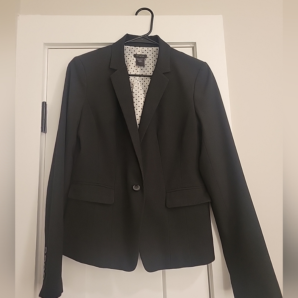 ANN TAYLOR BLACK ONE BUTTON SEASONLESS STRETCH BLAZER JACKET SZ 4